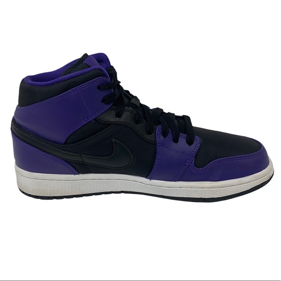 Nike Air Jordan 1 Retro Mid Black Dark Concord 554724-019 Hi-Top Shoes Size 9 - Picture 7 of 12